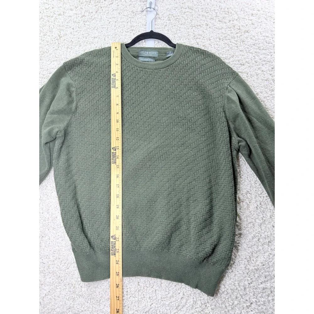 Lyle & Scott Scotland Mens Green Combed Cotton Textured Crewneck Sweater Size M
